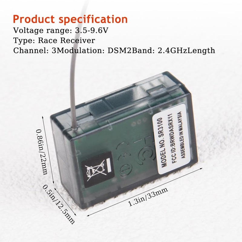 Comidox 1PCS SR3100 DSM2 Surface Receiver 2.4GHz 3 Channel Modulation for DX3R DX4C DX5C Transmitter for 1/18 Scale Chassis RC Car - Image 4